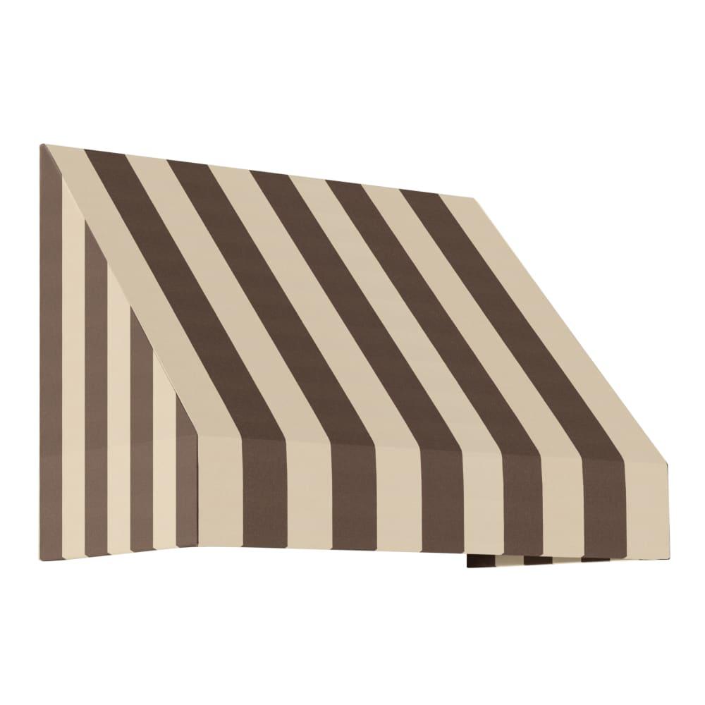 Awntech 3.375 ft New Yorker Fixed Awning Acrylic Fabric, Brown/Tan Stripe