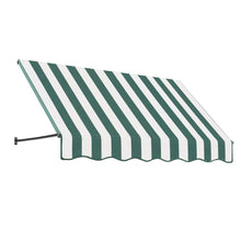 Awntech 8.375 ft Santa Fe Fixed Awning Acrylic Fabric, Forest/White Stripe