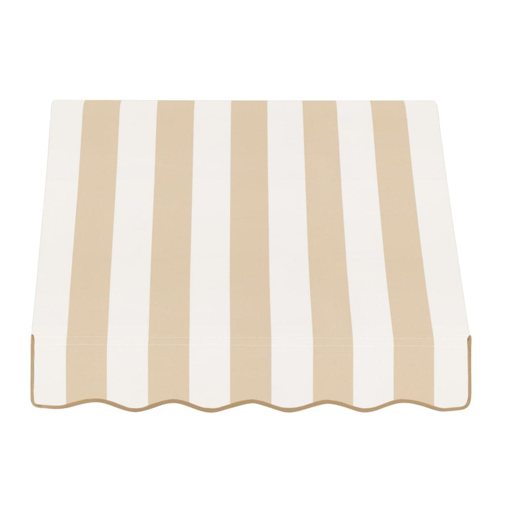 Awntech 3.375 ft Dallas Retro Fixed Awning Acrylic Fabric, Linen/White Stripe