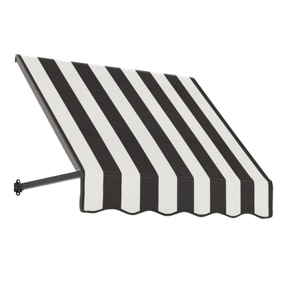 Awntech 3.375 ft Dallas Retro Fixed Awning Acrylic Fabric, Black/White Stripe