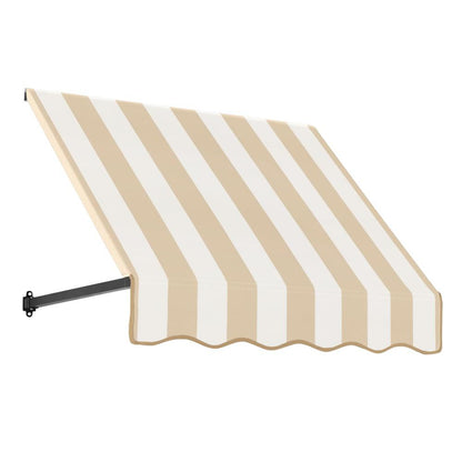 Awntech 3.375 ft Dallas Retro Fixed Awning Acrylic Fabric, Linen/White Stripe