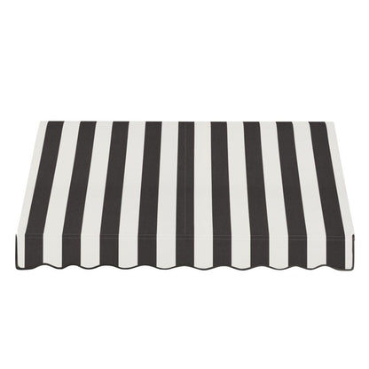 Awntech 6.375 ft Dallas Retro Fixed Awning Acrylic Fabric, Black/White Stripe