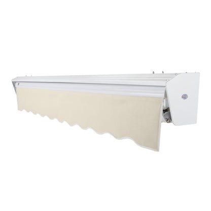 24' x 10' Destin Left Motor Left Motorized Patio Retractable Awning, Linen