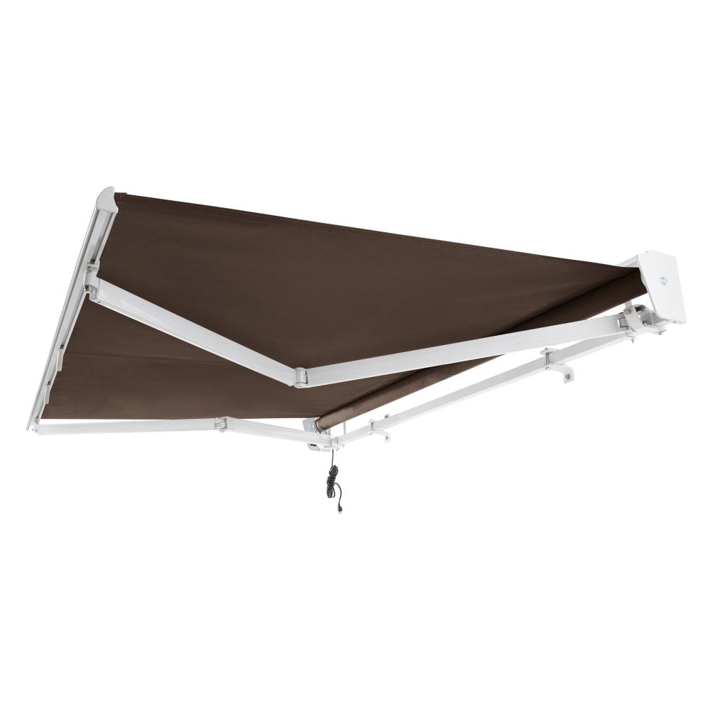 24' x 10' Destin Left Motor Left Motorized Patio Retractable Awning, Brown