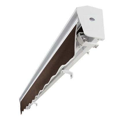 24' x 10' Destin Left Motor Left Motorized Patio Retractable Awning, Brown