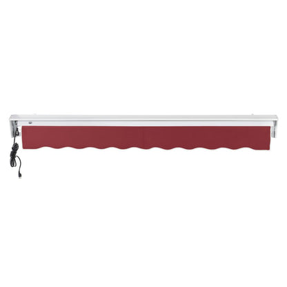 24' x 10' Destin Left Motor Left Motorized Patio Retractable Awning, Burgundy