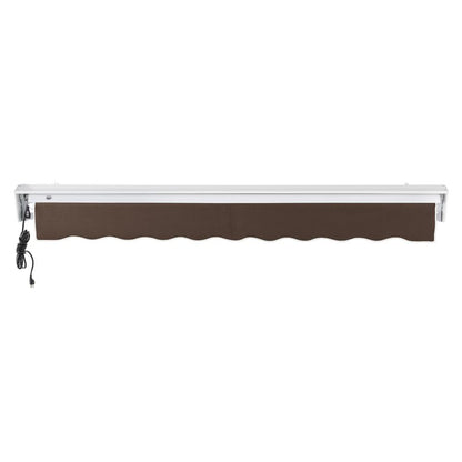 24' x 10' Destin Left Motor Left Motorized Patio Retractable Awning, Brown