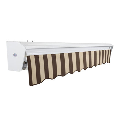 18' x 10' Destin Manual Patio Retractable Awning, Brown/Tan Stripe