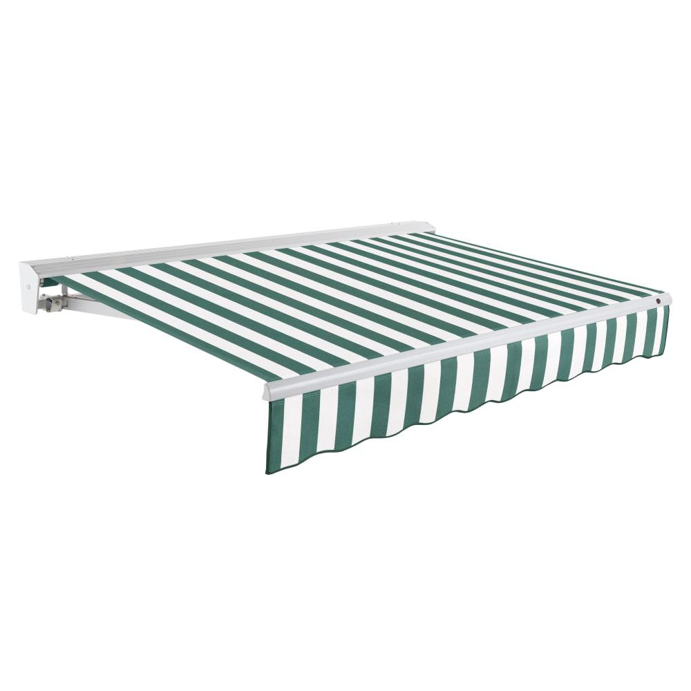 14' x 10' Destin Manual Patio Retractable Awning, Forest/White Stripe