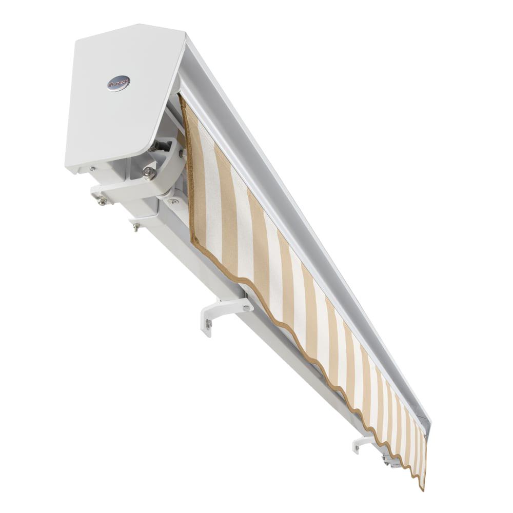 14' x 10' Destin Manual Patio Retractable Awning, Linen/White Stripe