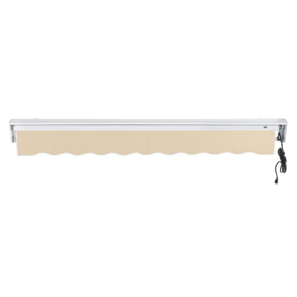 14' x 10' Destin Right Motor Right Motorized Patio Retractable Awning, Tan