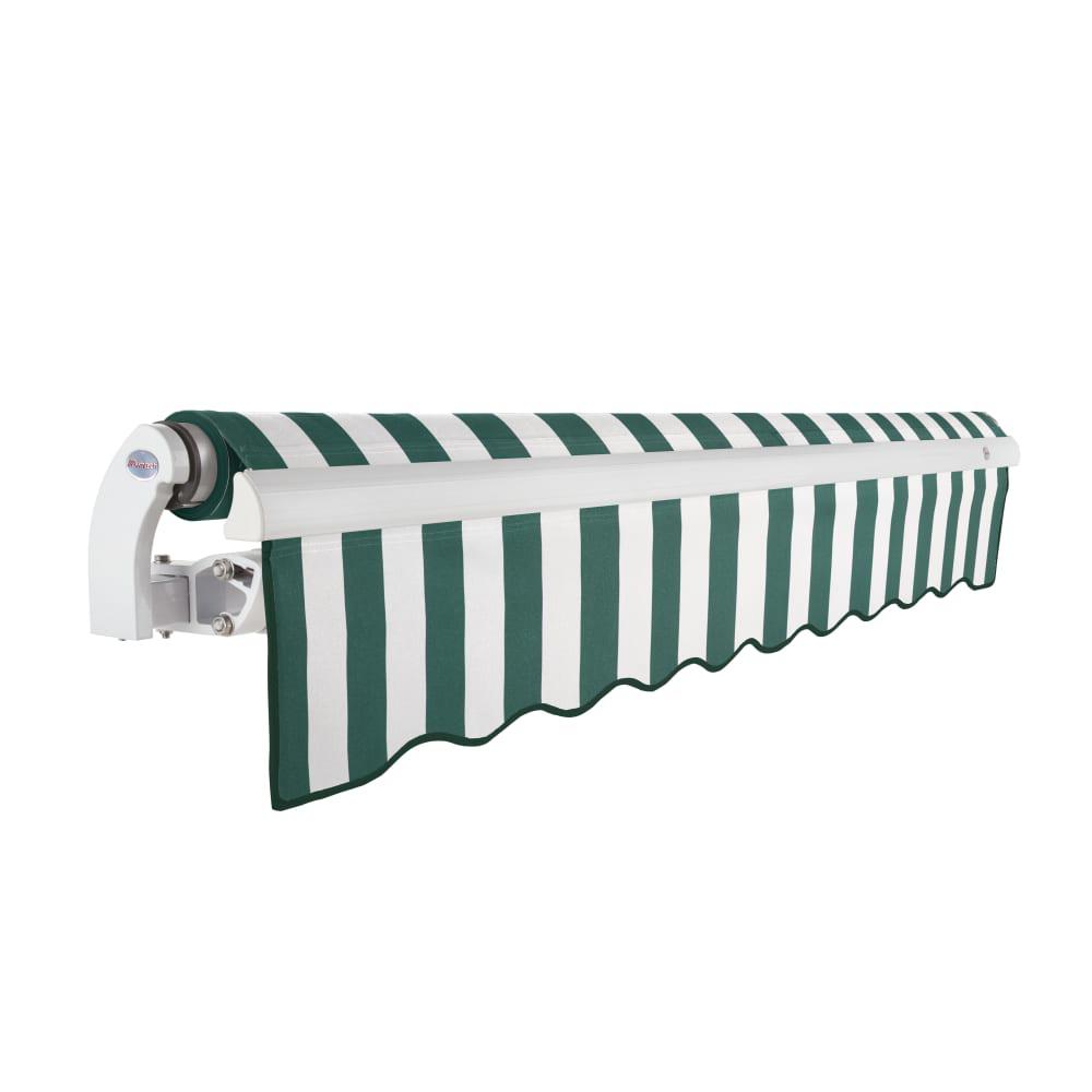14' x 10' Maui Right Motorized Patio Retractable Awning, Forest/White Stripe