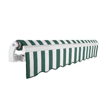 14' x 10' Maui Right Motorized Patio Retractable Awning, Forest/White Stripe