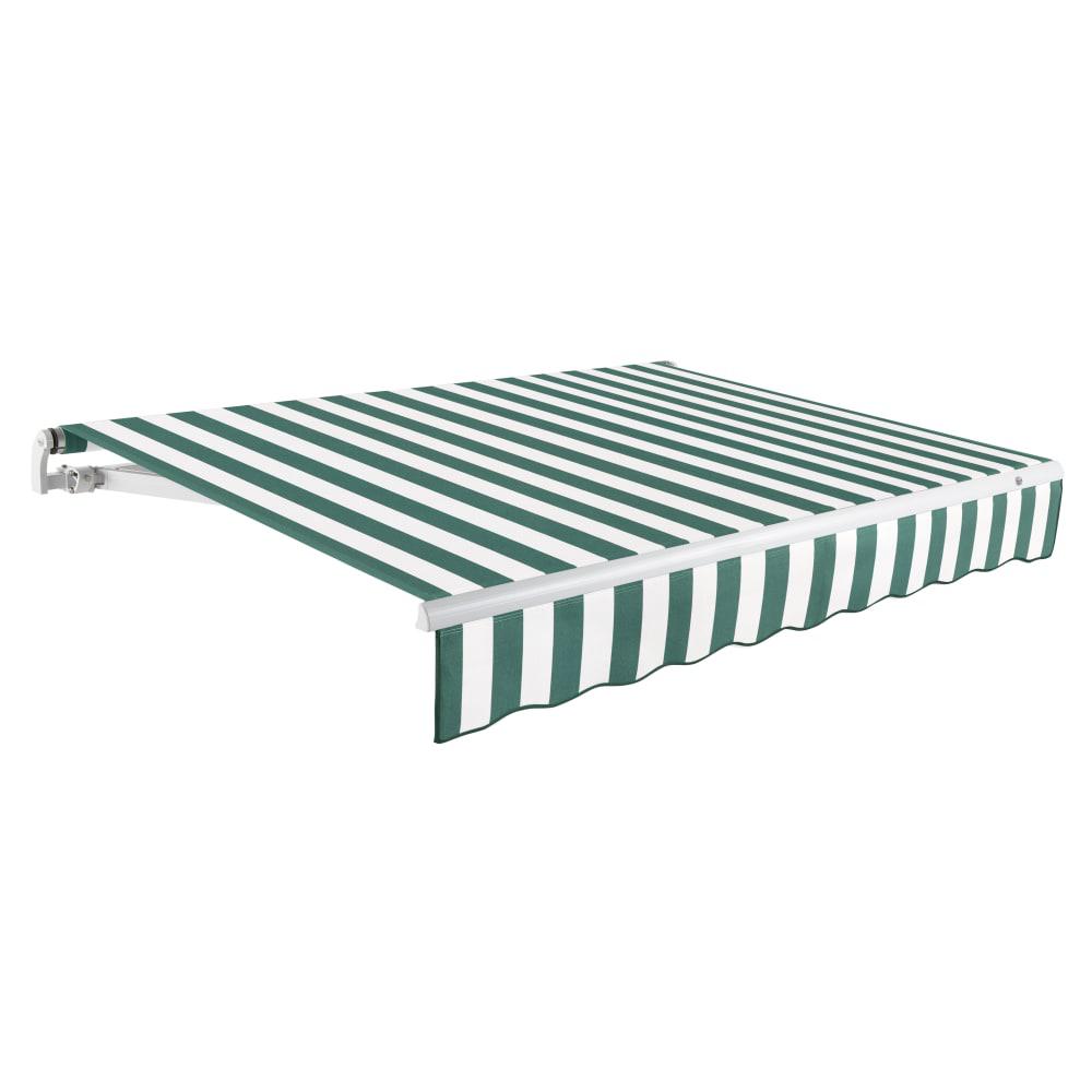 14' x 10' Maui Right Motorized Patio Retractable Awning, Forest/White Stripe