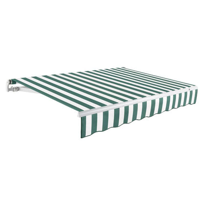 14' x 10' Maui Right Motorized Patio Retractable Awning, Forest/White Stripe