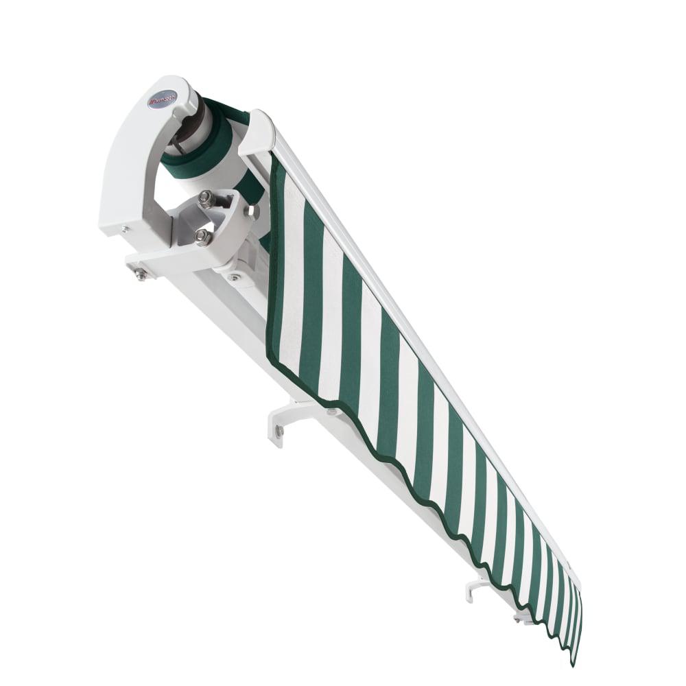 14' x 10' Maui Right Motorized Patio Retractable Awning, Forest/White Stripe