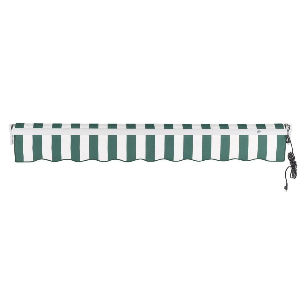 14' x 10' Maui Right Motorized Patio Retractable Awning, Forest/White Stripe
