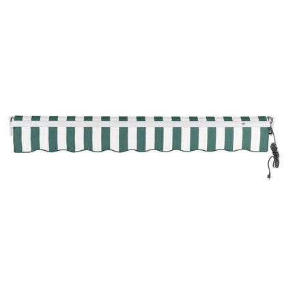 14' x 10' Maui Right Motorized Patio Retractable Awning, Forest/White Stripe