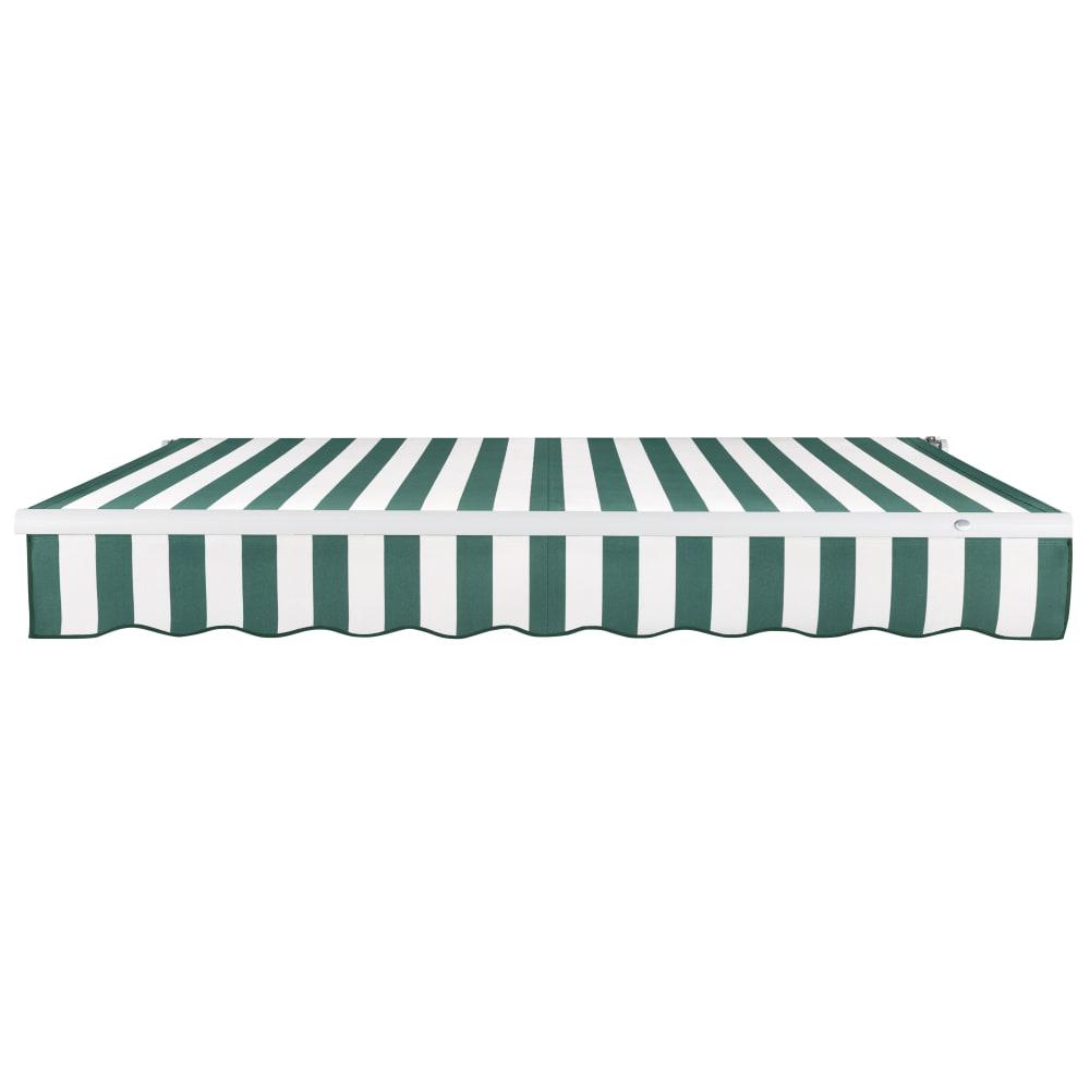 14' x 10' Maui Right Motorized Patio Retractable Awning, Forest/White Stripe