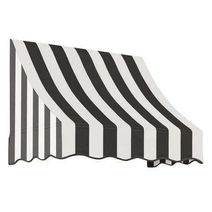 Awntech 3.375 ft Nantucket Fixed Awning Acrylic Fabric, Black/White Stripe