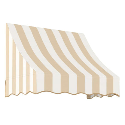 Awntech 3.375 ft Nantucket Fixed Awning Acrylic Fabric, Linen/White Stripe