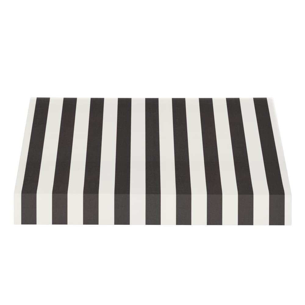 Awntech 6.375 ft New Yorker Fixed Awning Acrylic Fabric, Black/White Stripe
