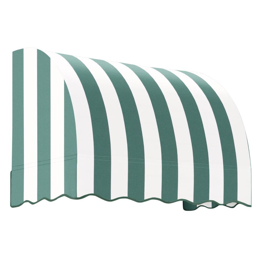 Awntech 3.375 ft Savannah Fixed Awning Acrylic Fabric, Forest/White Stripe