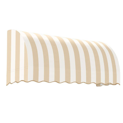 Awntech 6.375 ft Savannah Fixed Awning Acrylic Fabric, Linen/White Stripe