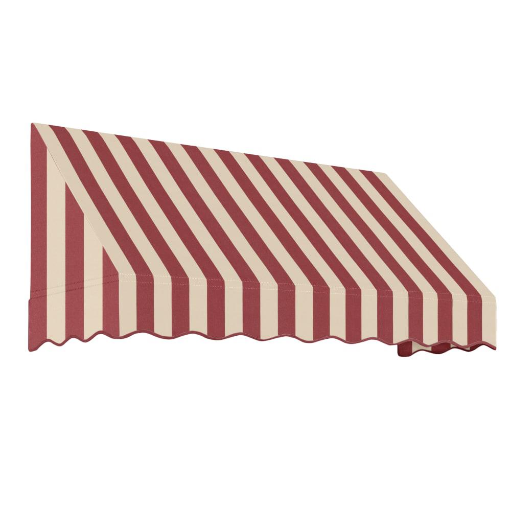 Awntech 6.375 ft San Francisco Fixed Awning Acrylic Fabric, Burgundy/Tan Stripe