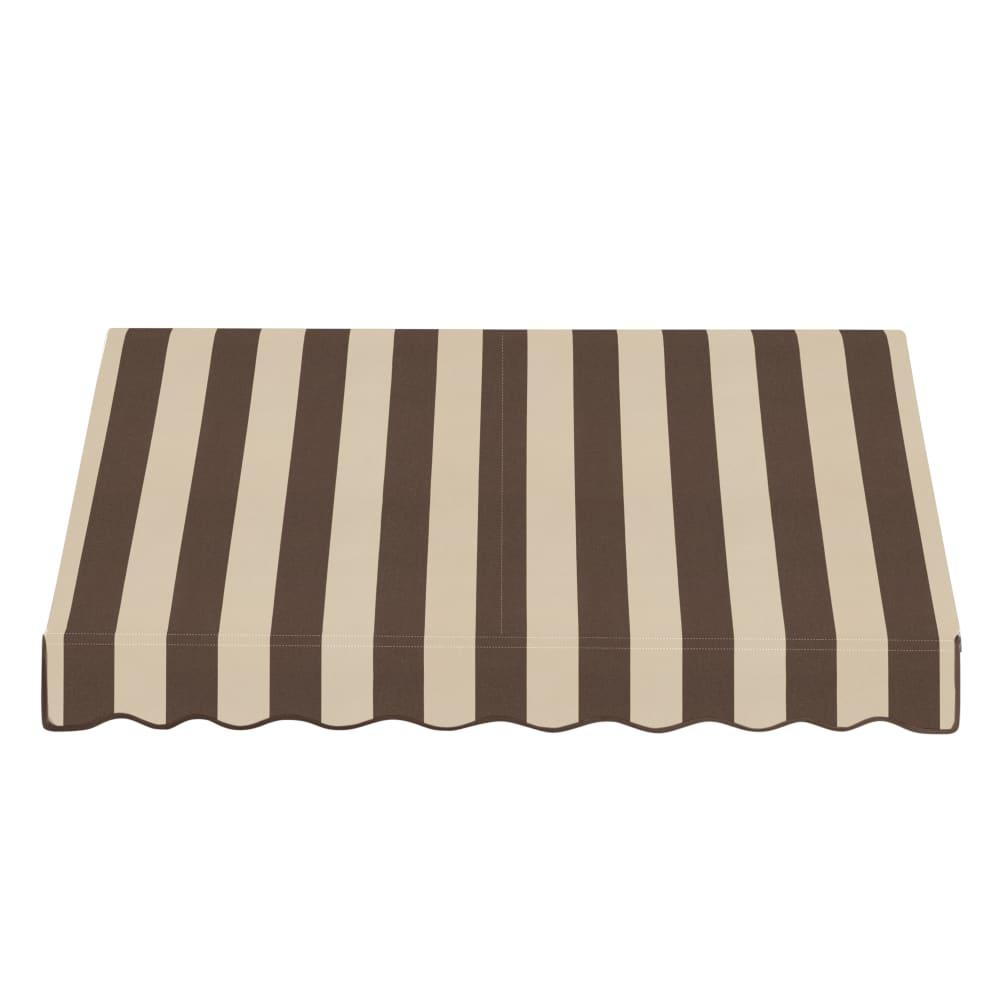 Awntech 8.375 ft Dallas Retro Fixed Awning Acrylic Fabric, Brown/Tan Stripe
