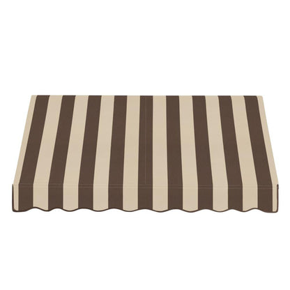 Awntech 8.375 ft Dallas Retro Fixed Awning Acrylic Fabric, Brown/Tan Stripe