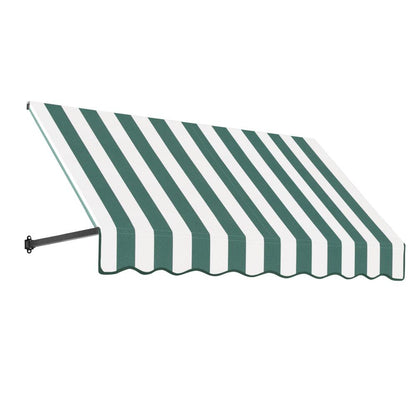 Awntech 8.375 ft Dallas Retro Fixed Awning Acrylic Fabric, Forest/White Stripe