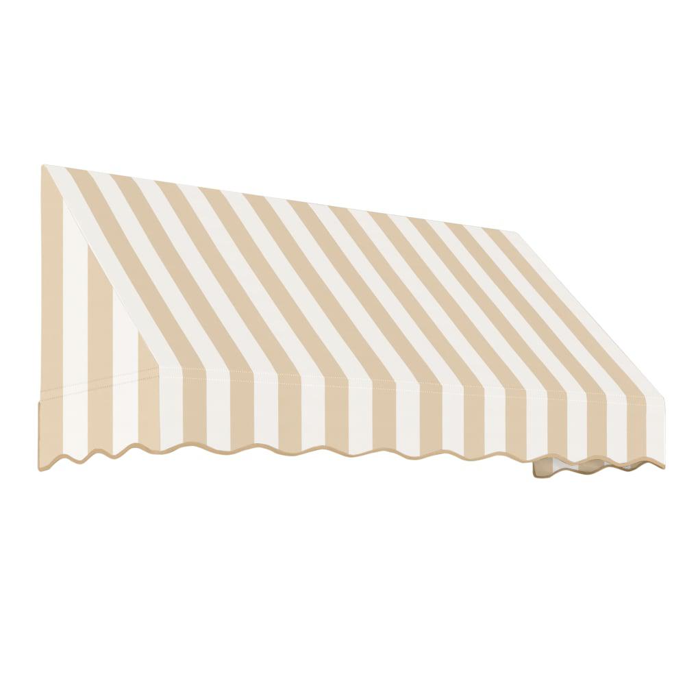 Awntech 7.375 ft San Francisco Fixed Awning Acrylic Fabric, Linen/White Stripe