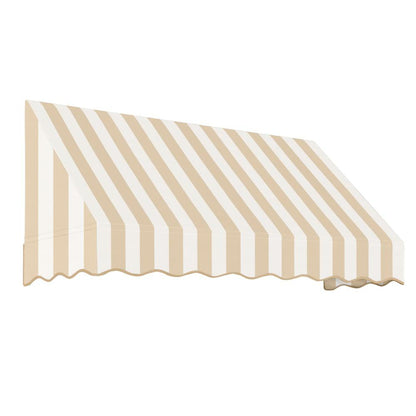 Awntech 7.375 ft San Francisco Fixed Awning Acrylic Fabric, Linen/White Stripe
