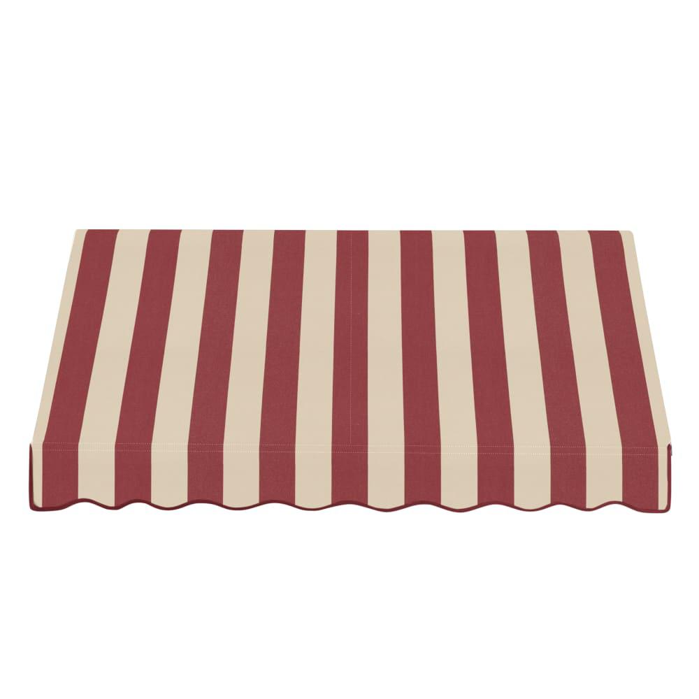 Awntech 8.375 ft Dallas Retro Fixed Awning Acrylic Fabric, Burgundy/Tan Stripe