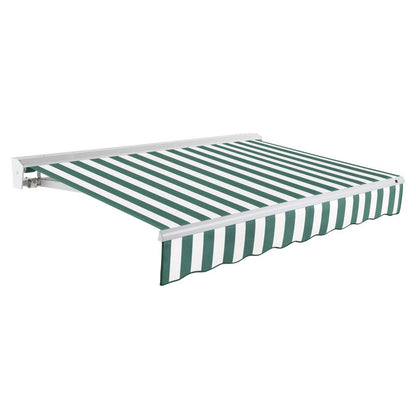 16' x 10' Destin Manual Patio Retractable Awning, Forest/White Stripe