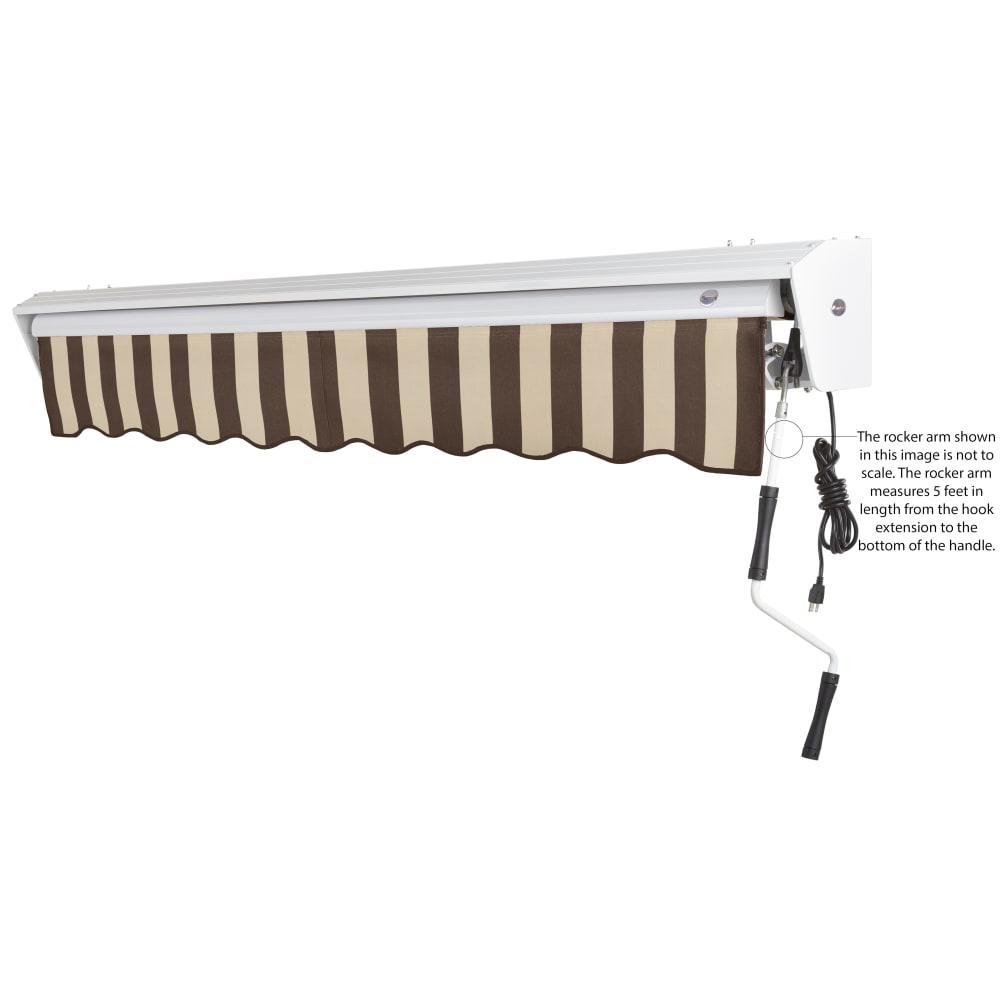 16' x 10' Destin Right Motorized Patio Retractable Awning, Brown/Tan Stripe
