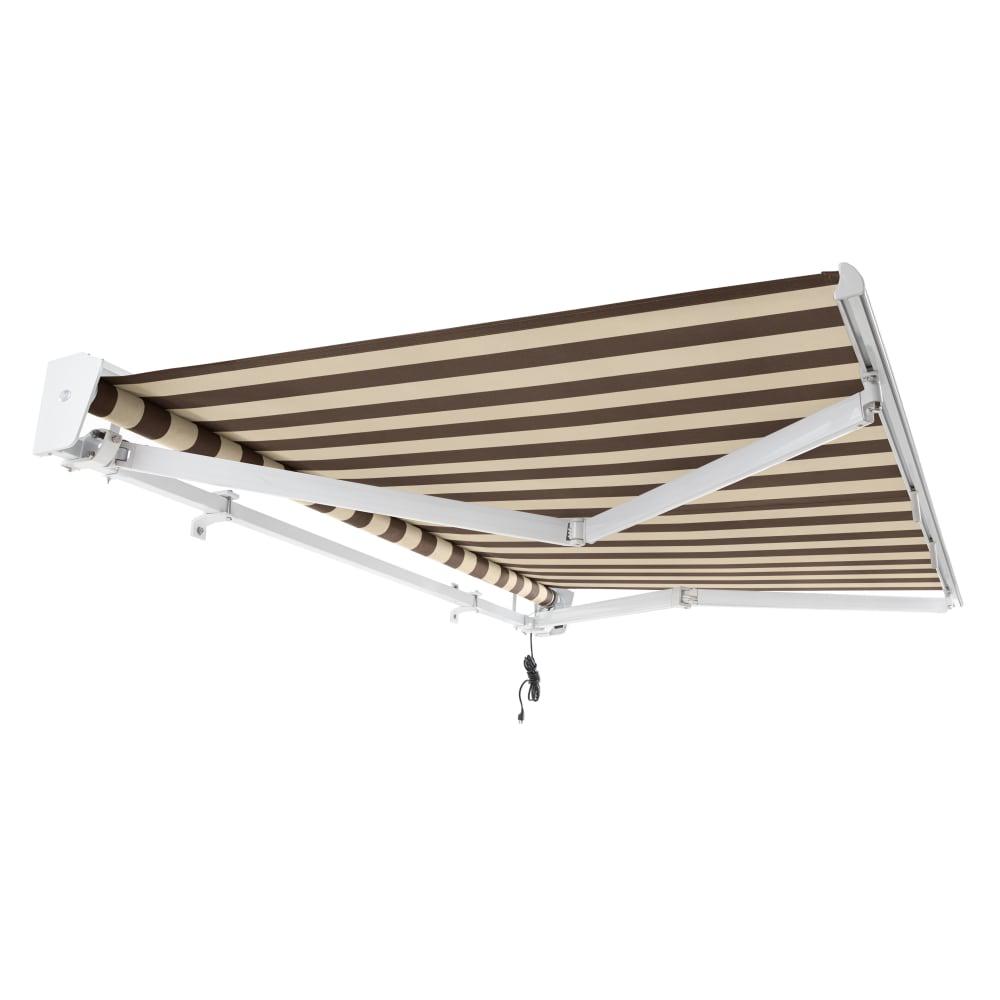 16' x 10' Destin Right Motorized Patio Retractable Awning, Brown/Tan Stripe