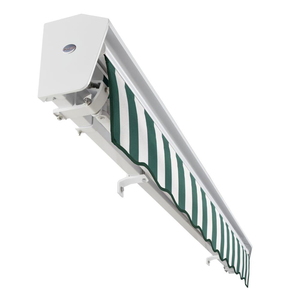 16' x 10' Destin Manual Patio Retractable Awning, Forest/White Stripe