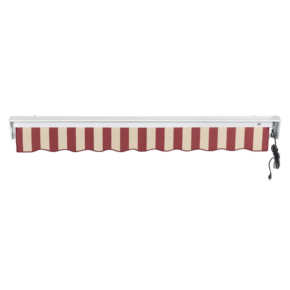 16' x 10' Destin Right Motorized Patio Retractable Awning, Burgundy/Tan Stripe