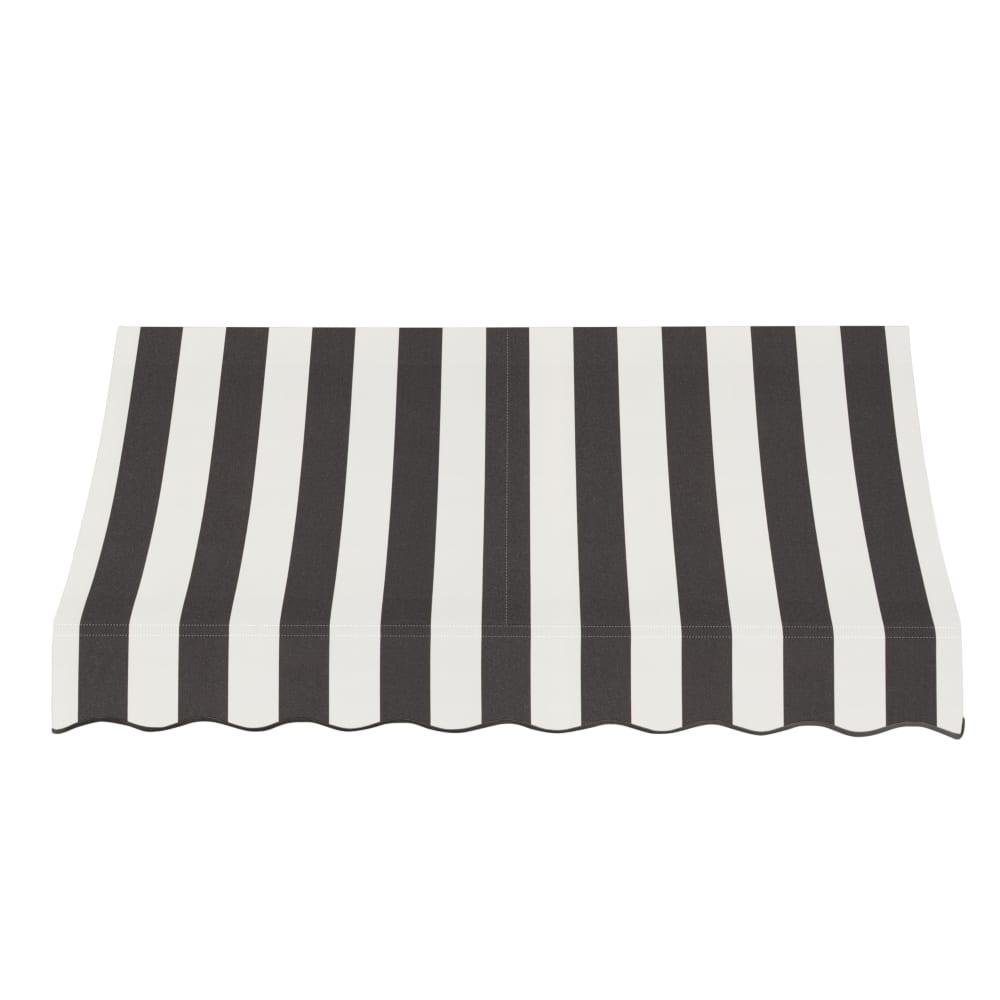 Awntech 7.375 ft Nantucket Fixed Awning Acrylic Fabric, Black/White Stripe
