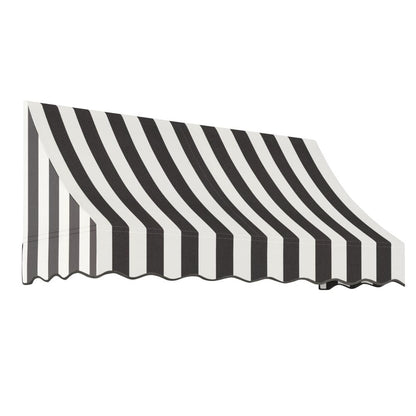 Awntech 7.375 ft Nantucket Fixed Awning Acrylic Fabric, Black/White Stripe