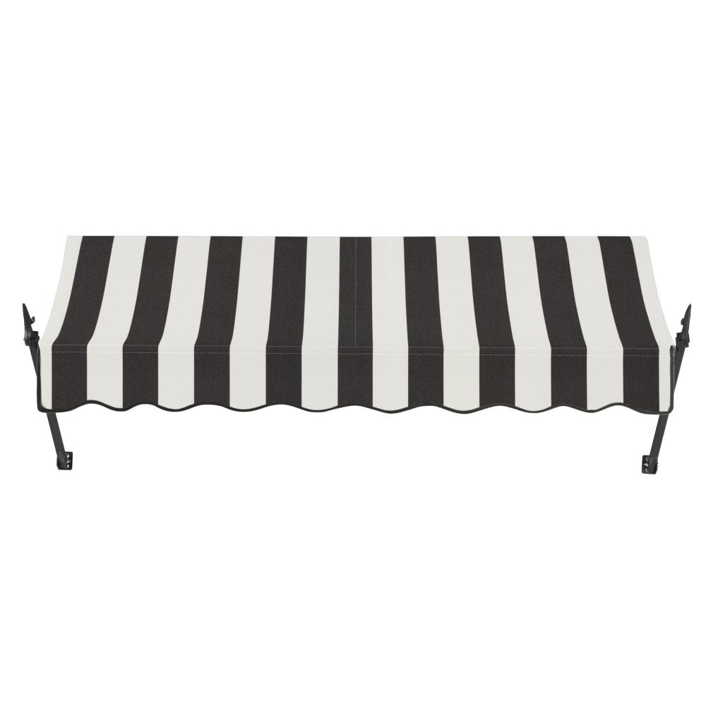 Awntech 7.375 ft New Orleans Fixed Awning Acrylic Fabric, Black/White Stripe