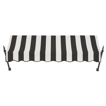 Awntech 7.375 ft New Orleans Fixed Awning Acrylic Fabric, Black/White Stripe