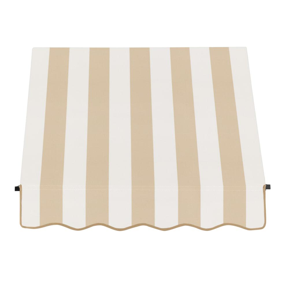 Awntech 4.375 ft Santa Fe Fixed Awning Acrylic Fabric, Linen/White Stripe
