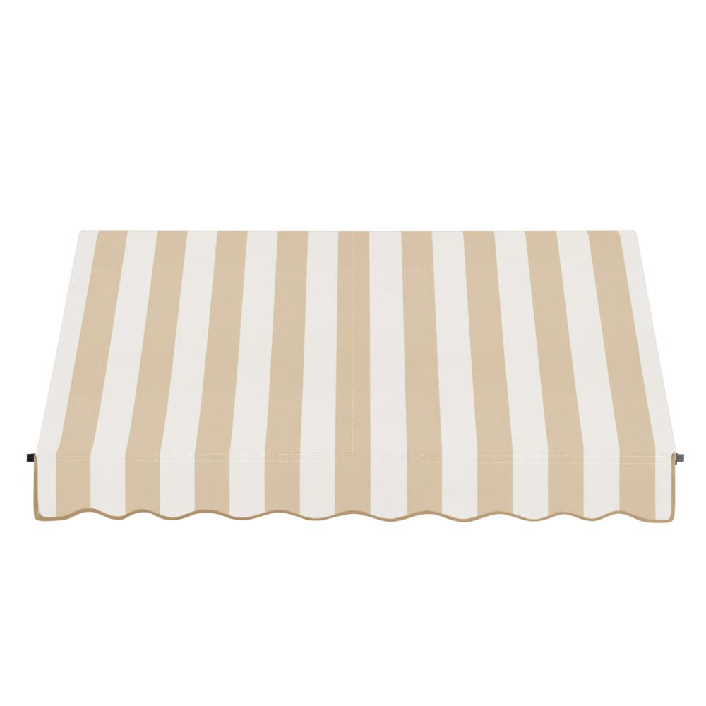 Awntech 8.375 ft Santa Fe Fixed Awning Acrylic Fabric, Linen/White Stripe
