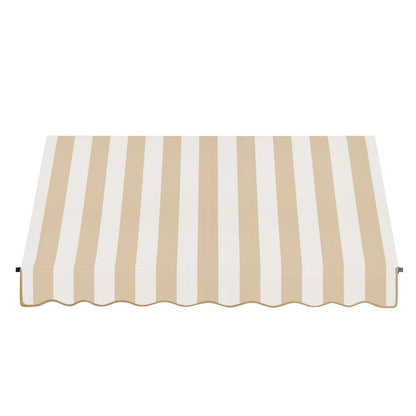 Awntech 8.375 ft Santa Fe Fixed Awning Acrylic Fabric, Linen/White Stripe