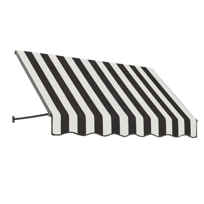Awntech 8.375 ft Santa Fe Fixed Awning Acrylic Fabric, Black/White Stripe