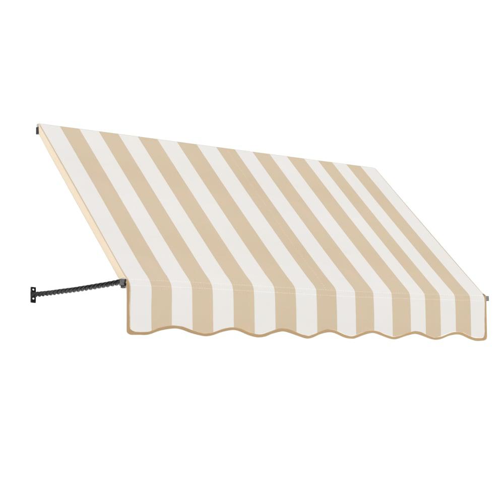 Awntech 8.375 ft Santa Fe Fixed Awning Acrylic Fabric, Linen/White Stripe