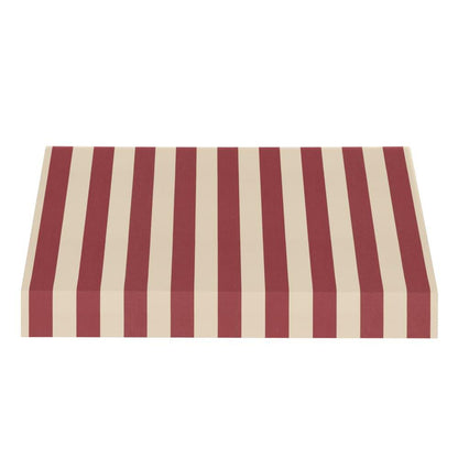 Awntech 6.375 ft New Yorker Fixed Awning Acrylic Fabric, Burgundy/Tan Stripe